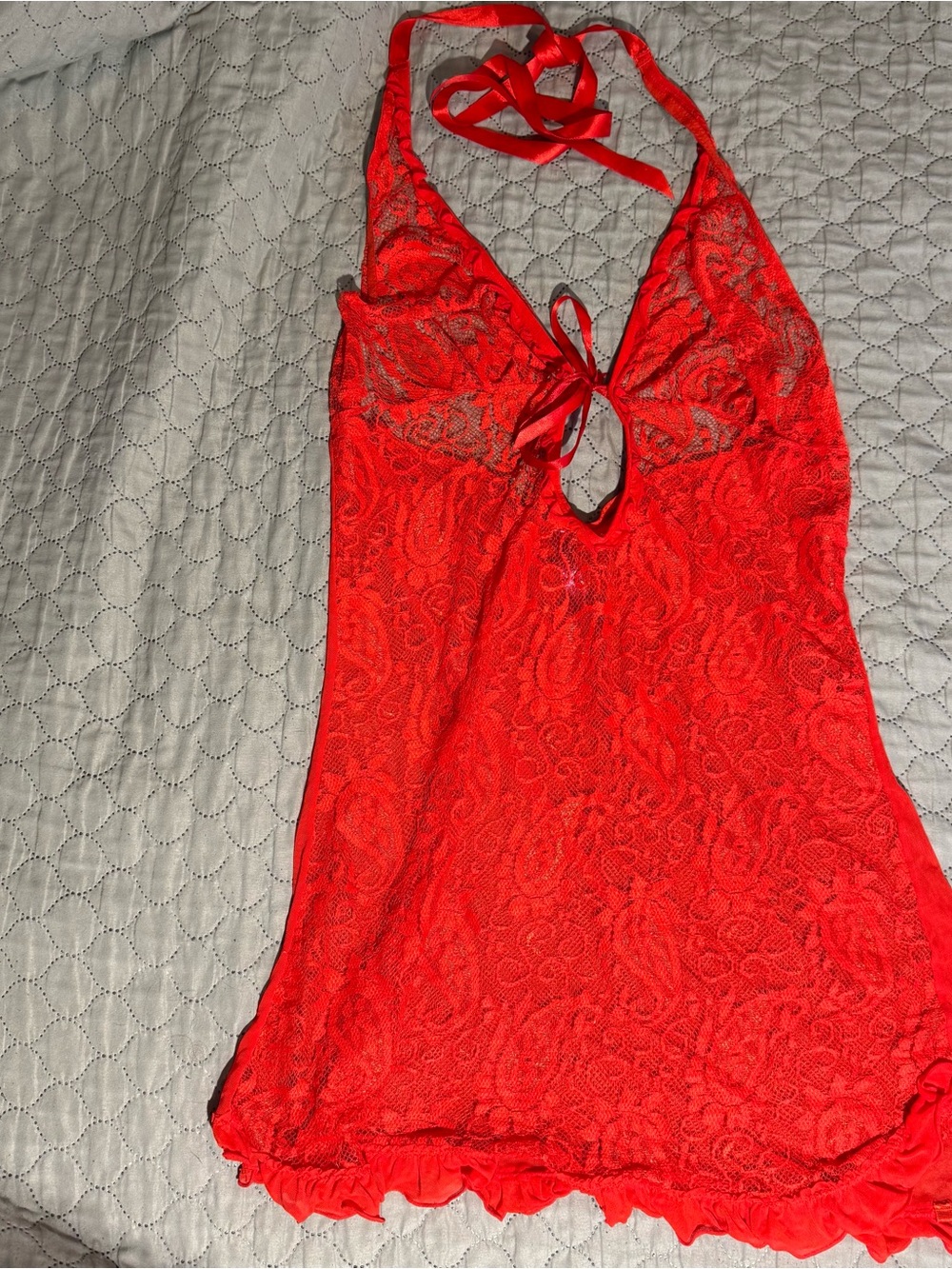 Seven til Midnight Sexy Red Paisley‎ Lace Lingerie Babydoll Gown One Size Queen